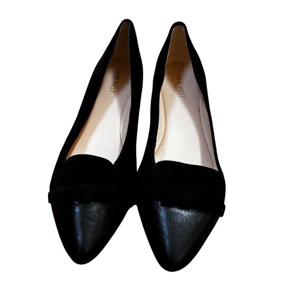 Nine West Saxiphone black flats leather & suede slip on shoes career casual 10M - Picture 7 of 11